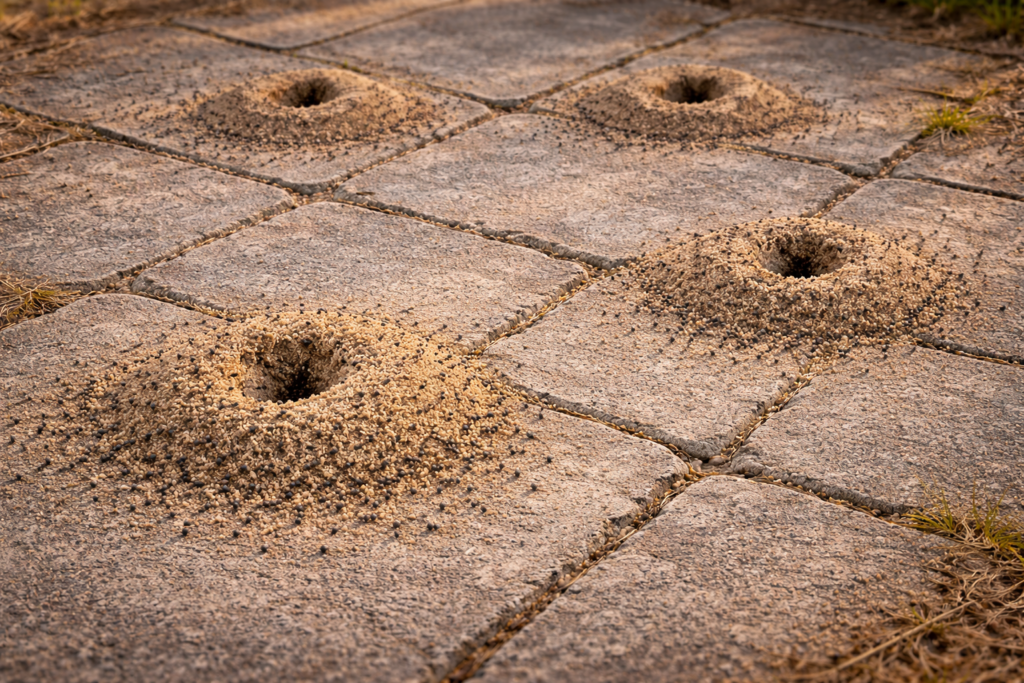 Myrer mellem fliser og vejsten